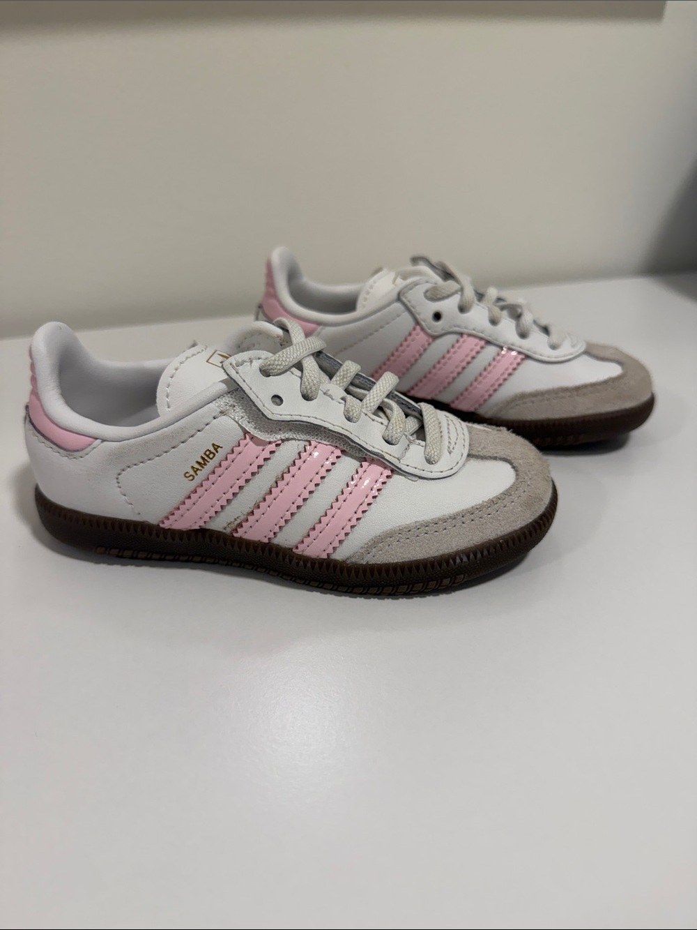adidas Kids Samba Sneakers in White & Pink